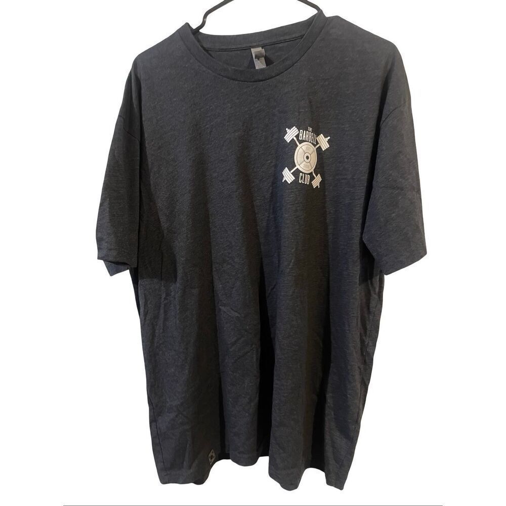 Next Level Apparel Mens Gray Cotton Blend Barbell Club Graphic T-Shirt 2XL